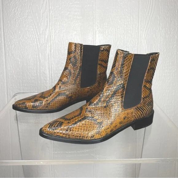 FREDA SALVADOR Joan Snakeskin Embossed Chelsea Boots US 5 - Picture 2 of 8